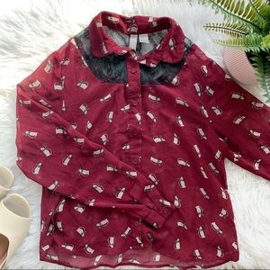 Forever 21 red cat shirt